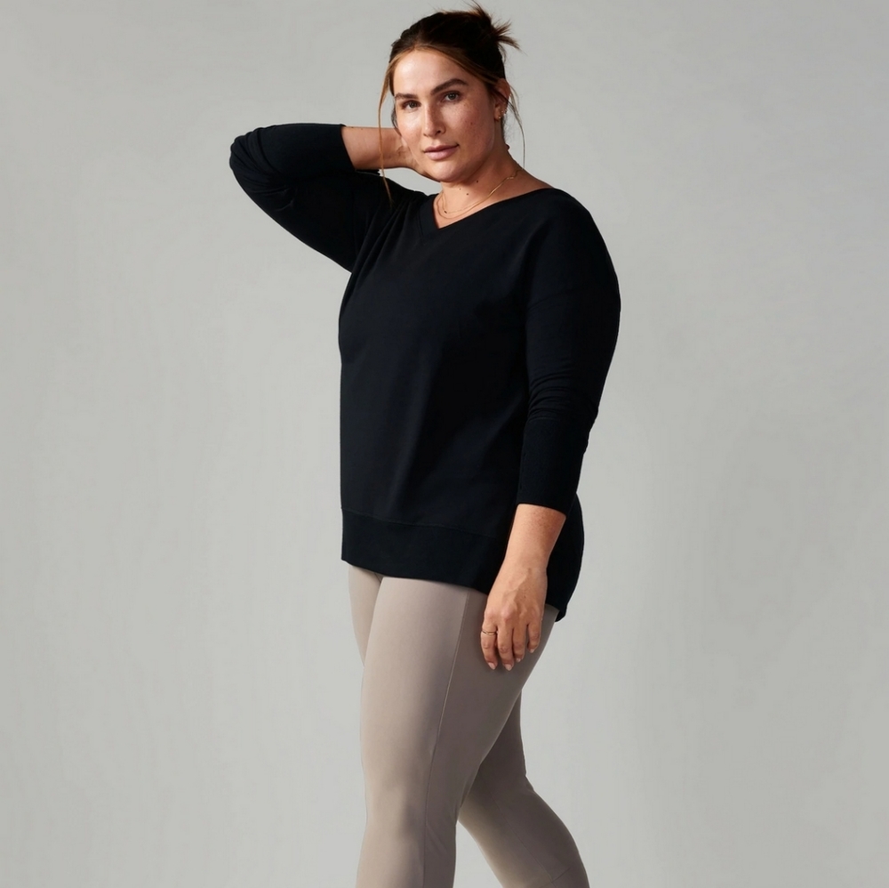 Athleta V-Neck Coaster Luxe Sweatshirt, Medium NWT